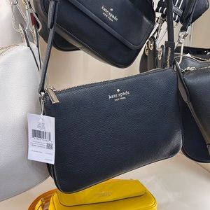 Kate Spade Leila Triple Gusset Crossbody Black Color